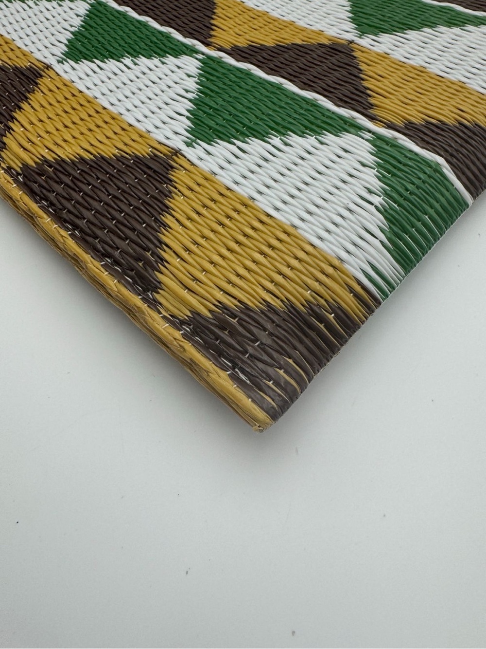 Marni Market Flower Café Geometric Woven Tote Bag Made Japan Green Yellow Brown - Picture 5 of 12